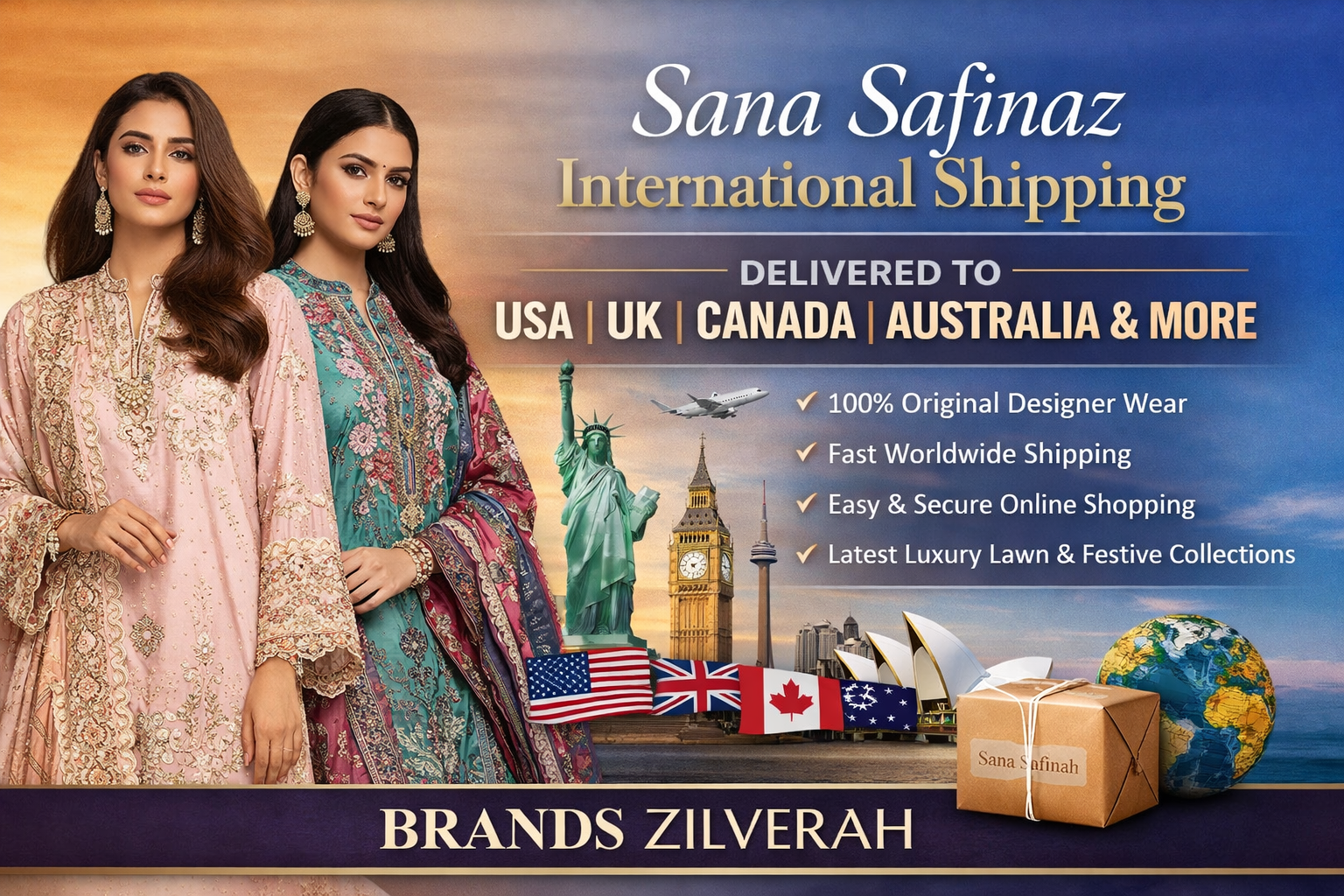 Sana Safinaz international shipping