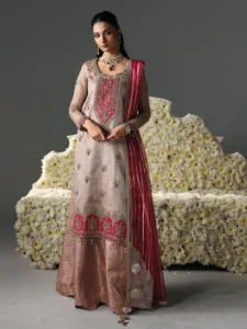 Allys Official Kish multi embellished sharara set – Pakistani designer party wear featuring Masoori Net and Jamawar