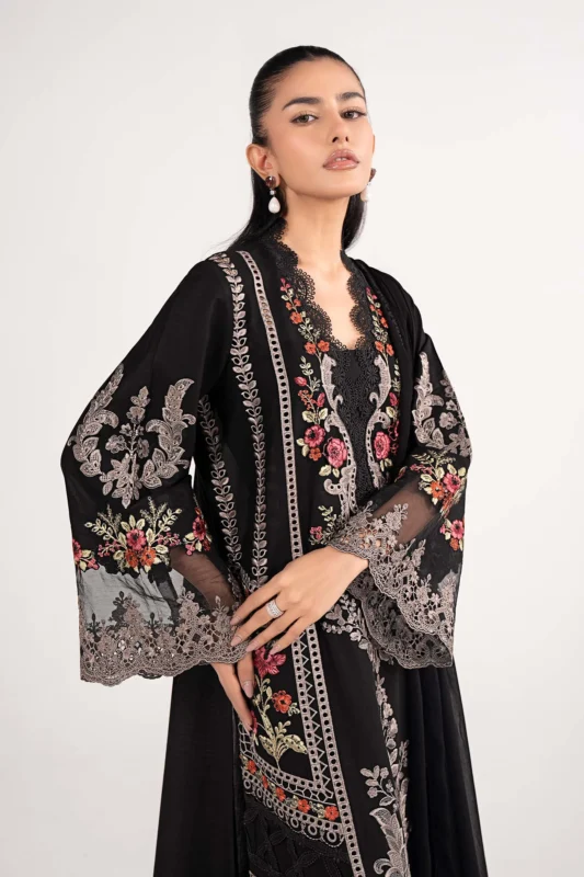 Maria.B. black embroidered lawn 3-piece party wear suit – Eid Luxury Pret Collection
