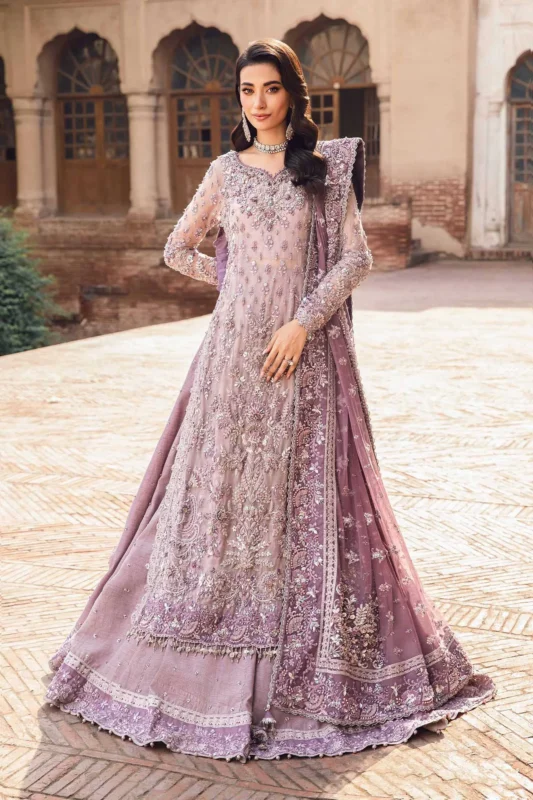 Maria.B. Designs Pinar lilac pure organza A-line lehenga formal wear with pearl and sequin embellishments