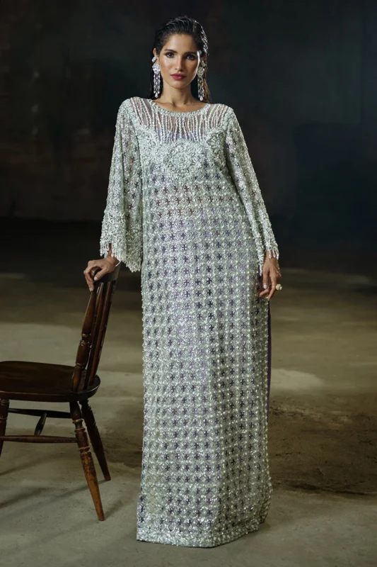 Mushq Lavande purple embroidered net luxury formal wear 3-piece set — Mushq Fleur Collection