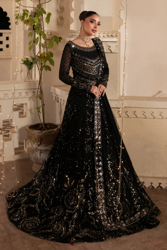 NAQSHI Aqash black embroidered net lehenga 3-piece luxury formal wear Pakistani designer