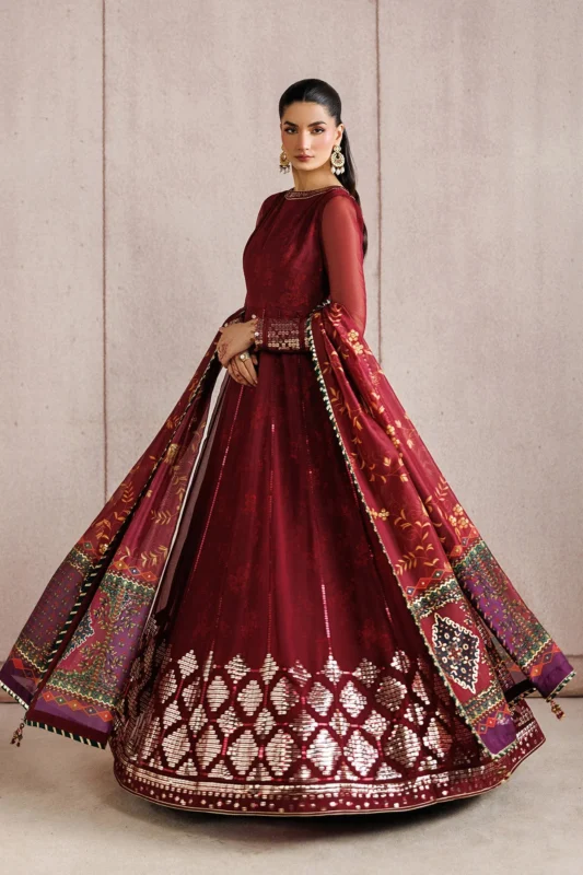 Semi Formals embroidered chiffon 3-piece party wear suit with tissue silk dupatta – authentic Pakistani designer fashion