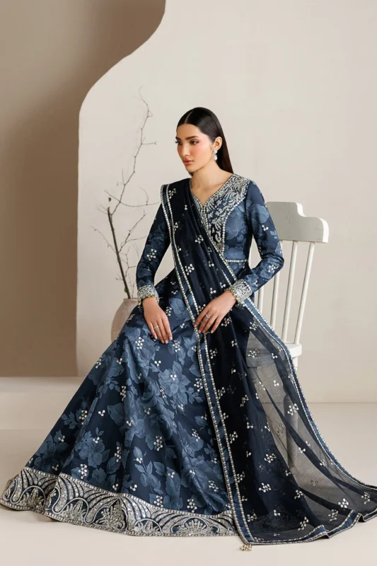 Semi Formals embroidered raw silk 3-piece formal wear suit with woven organza dupatta – authentic Pakistani designer collection