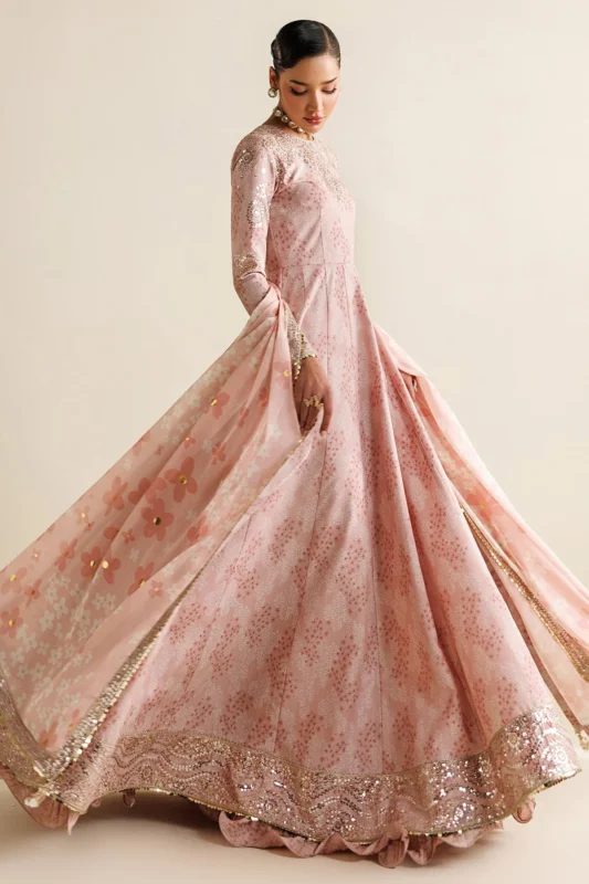 Semi Formals embroidered raw silk formal wear 3-piece Pakistani designer dress