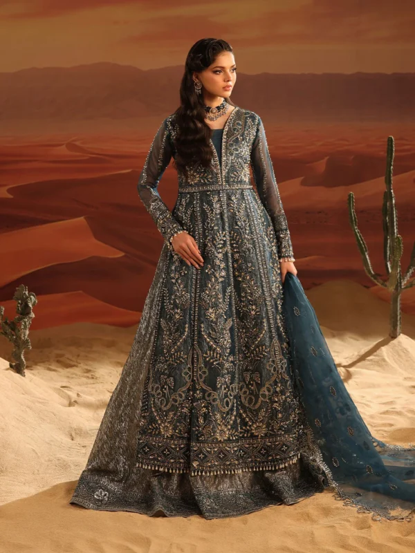ShahJahan Lina organza pishwas party wear gown with adda work and stone embroidery