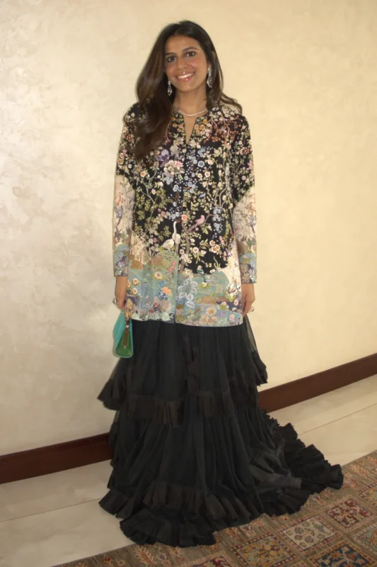 Tales of Heritage Faye 3-piece Chinoiserie embroidered jacket lehenga in pastel and black raw silk – Pakistani party wear 2025