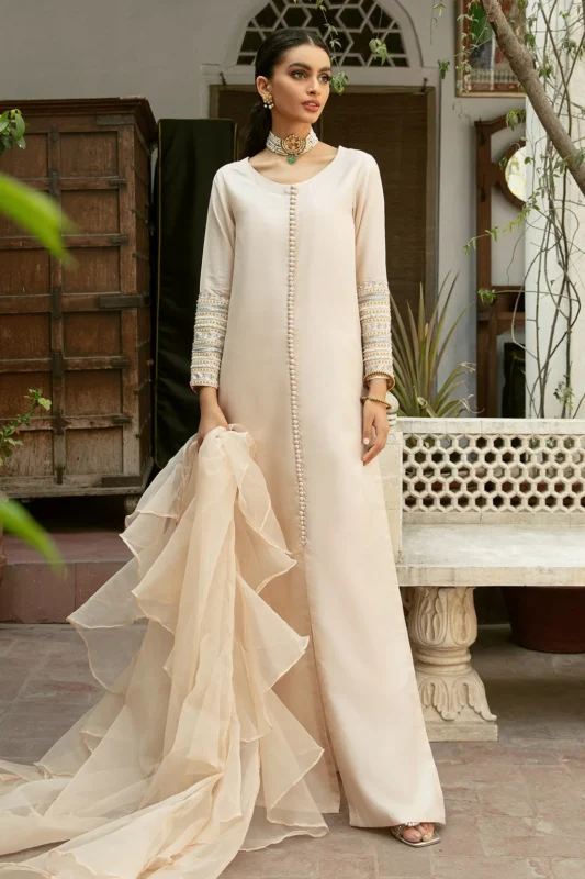 Vanya formal wear 2-piece China Silk Organza festive dress with cigarette pants — authentic Pakistani designer collection